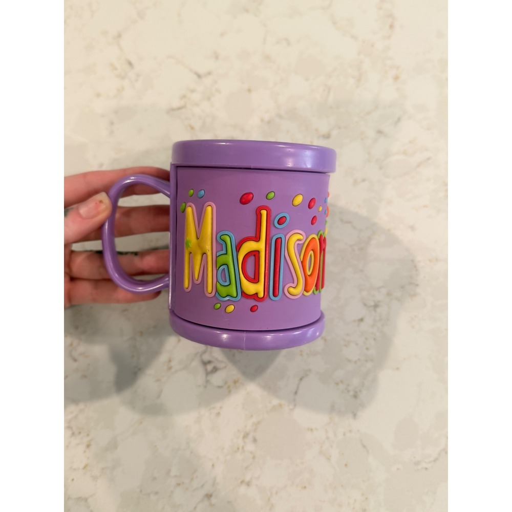 Madison‎ Name Mug Purple Plastic 3D Bubble Letters Y2K John Hinde Ltd Vintage